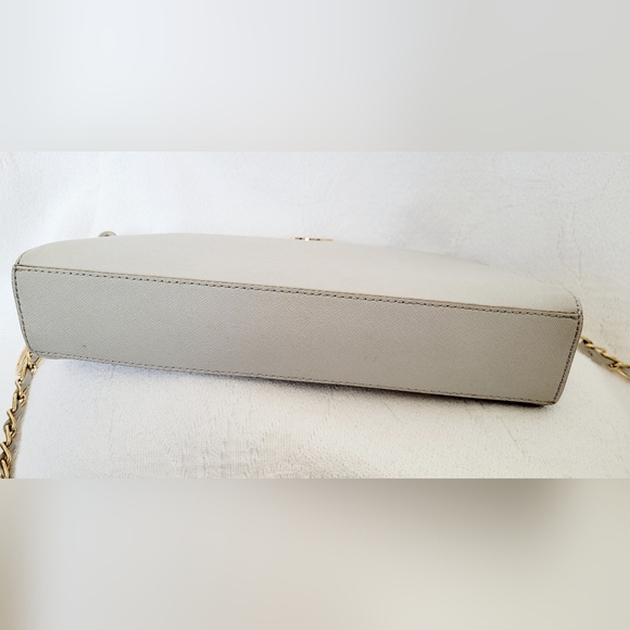 DKNY Bryant Park 100%Cow Saffiano Leather Crossbody Bag Taupe Gray 11"×6"×2" - Picture 9 of 16